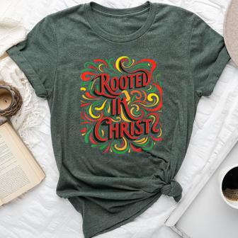 Rooted In Christ Black History African American Christian Bella Canvas T-shirt - Thegiftio UK