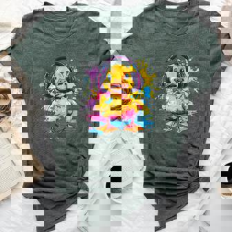 Rubber Duck Music Headphones Rubber Duckling Watercolor Bella Canvas T-shirt | Mazezy