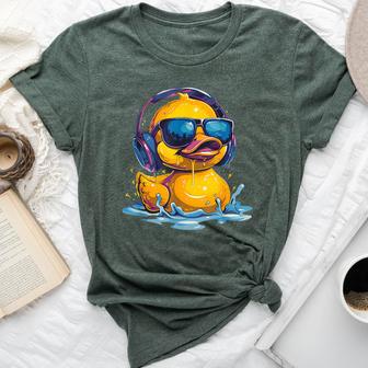 Rubber Duck Techno Dj Rubber Duckling Music Headphones Bella Canvas T-shirt - Thegiftio UK