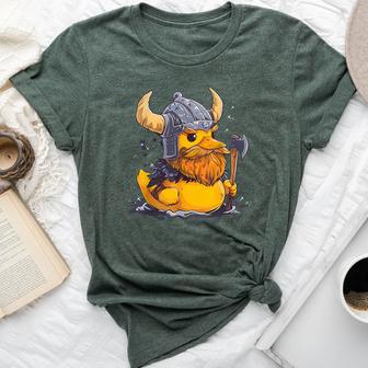 Rubber Duck Viking Duck Rubber Duckling Viking Helmet Bella Canvas T-shirt - Thegiftio UK