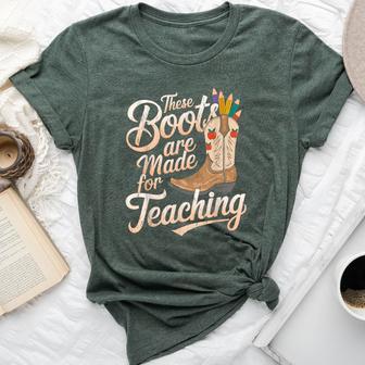 These Boots Made For Teaching Rodeo Teacher Cowgirl Teachers Bella Canvas T-shirt - Thegiftio UK