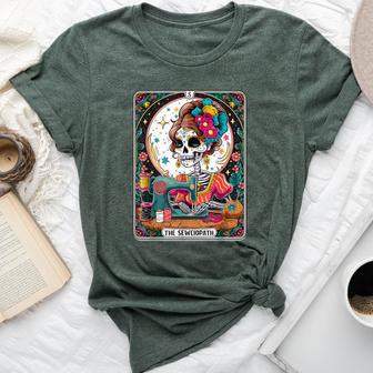 The Sew-Ciopath Tarot Card Sewing Skeleton Womens Bella Canvas T-shirt - Thegiftio UK
