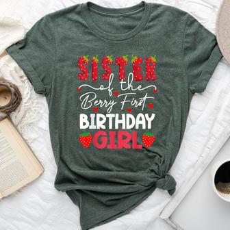 Sister Of The Berry First Birthday Girl Strawberry Bella Canvas T-shirt - Thegiftio UK