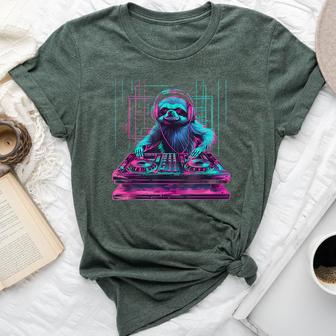 Sloth Dj House Techno Edm Music Producer Turntable Dj Sloth Bella Canvas T-shirt - Thegiftio UK