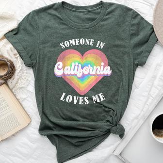 Someone In California Loves Me Heart Retro Groovy Bella Canvas T-shirt - Thegiftio UK
