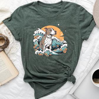 Summer Pitbull Mom Beach Fun Pitty Vibes Wave Floral Bella Canvas T-shirt - Thegiftio UK