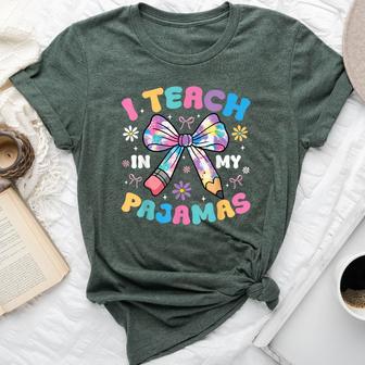 I Teach In My Pajamas Quote For Teacher Homeschool Bella Canvas T-shirt - Thegiftio UK
