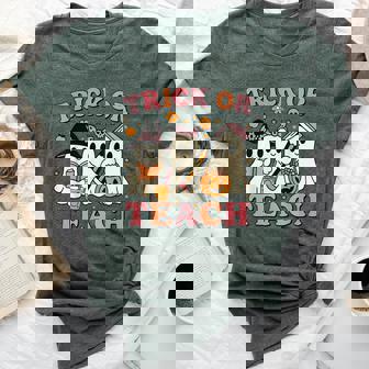 Teacher Halloween Trick Or Teach Cute Ghost Coffee Pumpkins Bella Canvas T-shirt | Mazezy