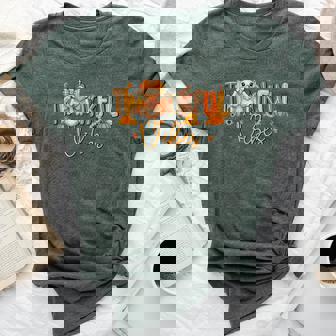 Thankful Vibes Cute Turkey Happy Thanksgiving Girls Bella Canvas T-shirt | Mazezy