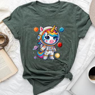 Unicorn Astronaut Cute Space Suit Galaxy Planet Girls Bella Canvas T-shirt - Thegiftio UK