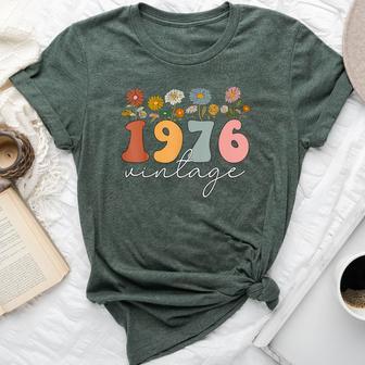 Vintage 1976 Wildflower Floral 48Th Birthday Girls Bella Canvas T-shirt - Thegiftio UK