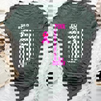 I Wear Pink For Sister Breast Cancer Awareness American Flag Bella Canvas T-shirt | Mazezy