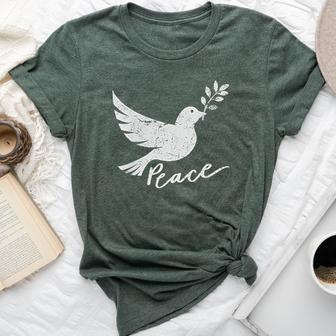 White Dove Peace Symbol Cute Peace Sign Women Bella Canvas T-shirt - Thegiftio UK