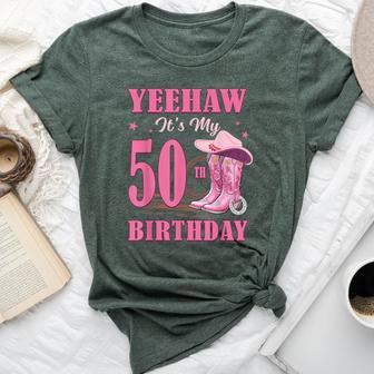 Yeehaw It's My 50Th Birthday Cowgirl Country Western Girl Bella Canvas T-shirt - Thegiftio UK