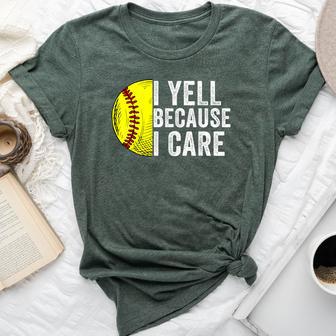I Yell Because I Care Softball Vintage Dad Mom Women Bella Canvas T-shirt - Thegiftio UK