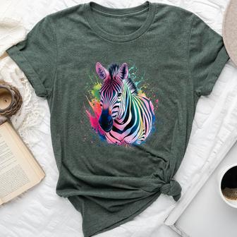 Zebra Woman Colorful Watercolor Zebra Bella Canvas T-shirt - Thegiftio