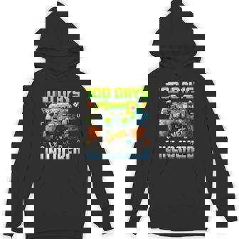 100 Days Of School Boys Gaming Pixel 100 Days Level Unlocked Hoodie - Monsterry