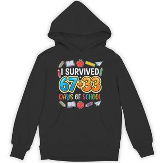 100Th Day Boys I Survived 67 33 100 Days Of School Hoodie - Thegiftio UK