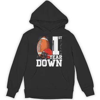 1St Birthday Football Touchdown-First Year Down Themed Party Hoodie - Thegiftio UK