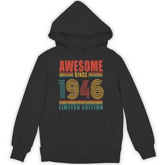 80Th Birthday Awesome Since 1946 Vintage 80 Birthday Hoodie - Thegiftio UK