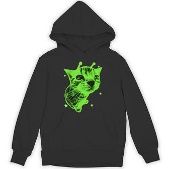 Alien Cat Meme Retro Silly Cat Y2k Vintage Space Kitty Hoodie | Mazezy