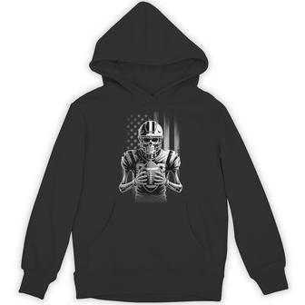 American Football Skeleton Usa Flag Halloween Ns Boys Hoodie - Monsterry