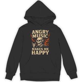 Angry Music Makes Me Happy Vintage Rock Band Hoodie | Seseable UK