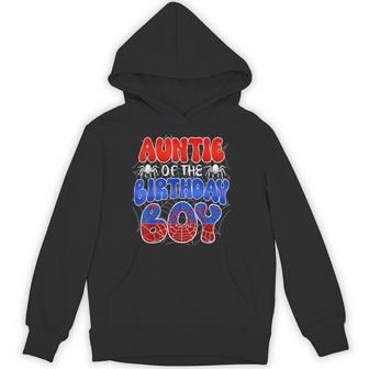 Auntie Of The Birthday Boy Costume Spider Web Birthday Party Hoodie - Thegiftio