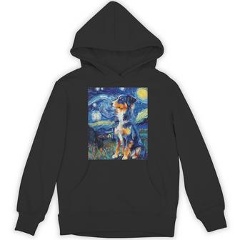 Australian Shepherd Dog Van Gogh Style Starry Night Hoodie | Mazezy