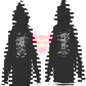 Axolotls Cute Strawberry Summer Fruit Lover Kawaii Axolotl Hoodie - Monsterry