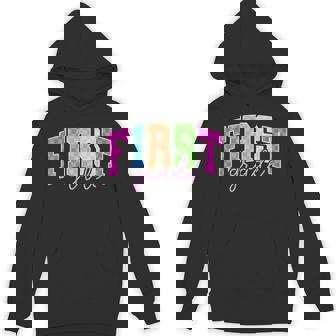 Back To School Neon Checkered First Grade Colorful Teacher Unisex Hoodie | Mazezy