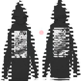 Backprint Distress Jdm Legends Race Cars Japanese Flag Hoodie - Seseable