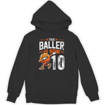 This Baller Is Now 10 Years Old Basketball 10Th Birthday Hoodie | Mazezy