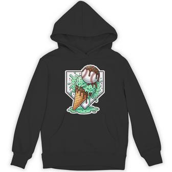Baseball Boys Ice Cream Drip Baseball Boys Youth Mint Choco Hoodie - Thegiftio UK