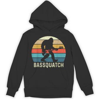 Bassquatch Bigfoot Guitar Outdoor Retro Small Black Hoodie - Thegiftio UK