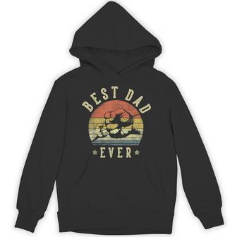 Best Dad Ever Retro Fist Bump Vintage Dad Hoodie - Thegiftio UK
