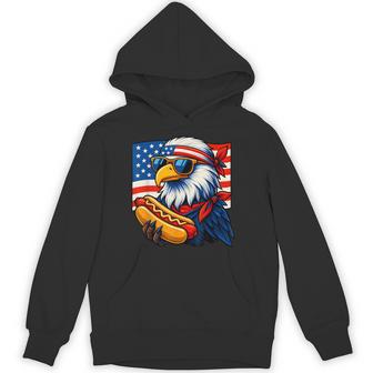 Blad Eagle With American Flag And Hotdog For 4Th Of July Hoodie - Thegiftio UK