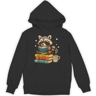 Book Lover Racoon Reading Bookish Library Read Books Be Kind Hoodie - Monsterry