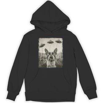 Boston Terrier Dog Ufo Alien Extraterrestrial Selfie Hoodie - Thegiftio UK