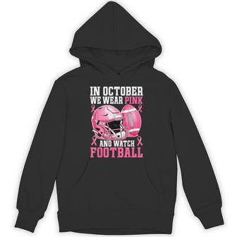 Breast Cancer Awareness Football In October We Wear Pink Hoodie - Thegiftio UK