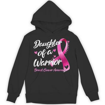 Breast Cancer Fighter Awareness Daughter Of A Warrior Hoodie - Thegiftio UK