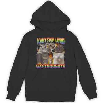 Can't Stop Having Gay Thoughts Cat Meme Bootleg Hoodie - Thegiftio UK