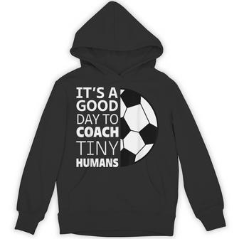 I Coach Tiny Humans Soccer Coach Trainer Outfit Gag Hoodie | Mazezy