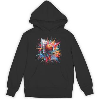 Colorful Basketball Tie Dye Color Splash Hoop Net Dunk Hoodie - Thegiftio