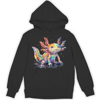Colourful Watercolour Axolotl Hoodie - Thegiftio UK