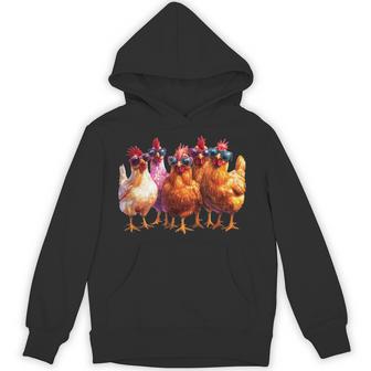 Cool Chickens Sunglasses Graphic Humor Farm Hoodie - Thegiftio
