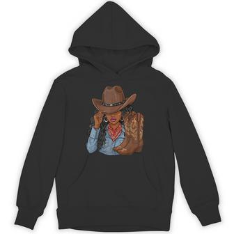 Cowgirl Western Boots Afro Western Rodeo Melanin Hoodie - Monsterry