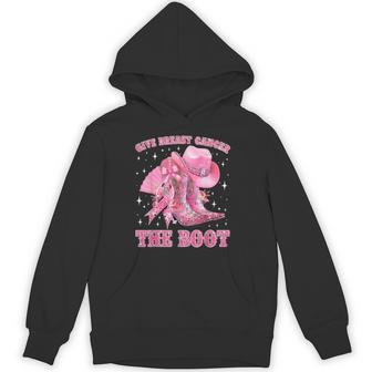 Cowgirl Western Give Breast Cancer The Boot Pink Ribbon Hoodie - Thegiftio UK