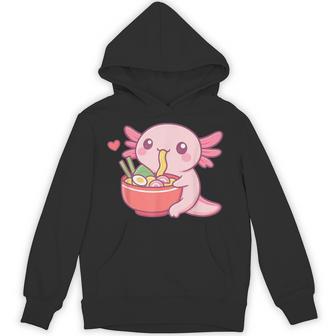 Cute Axolotl Eating Ramen Kawaii Food Lover Hoodie - Monsterry