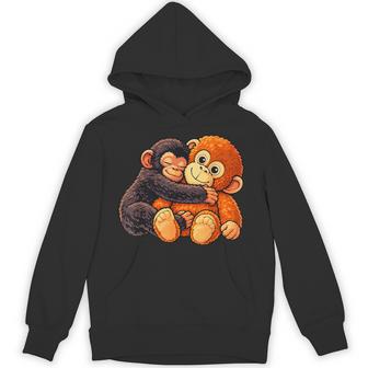 Cute Baby Punch Monkey Hugging Stuffed Plush Hoodie - Thegiftio UK